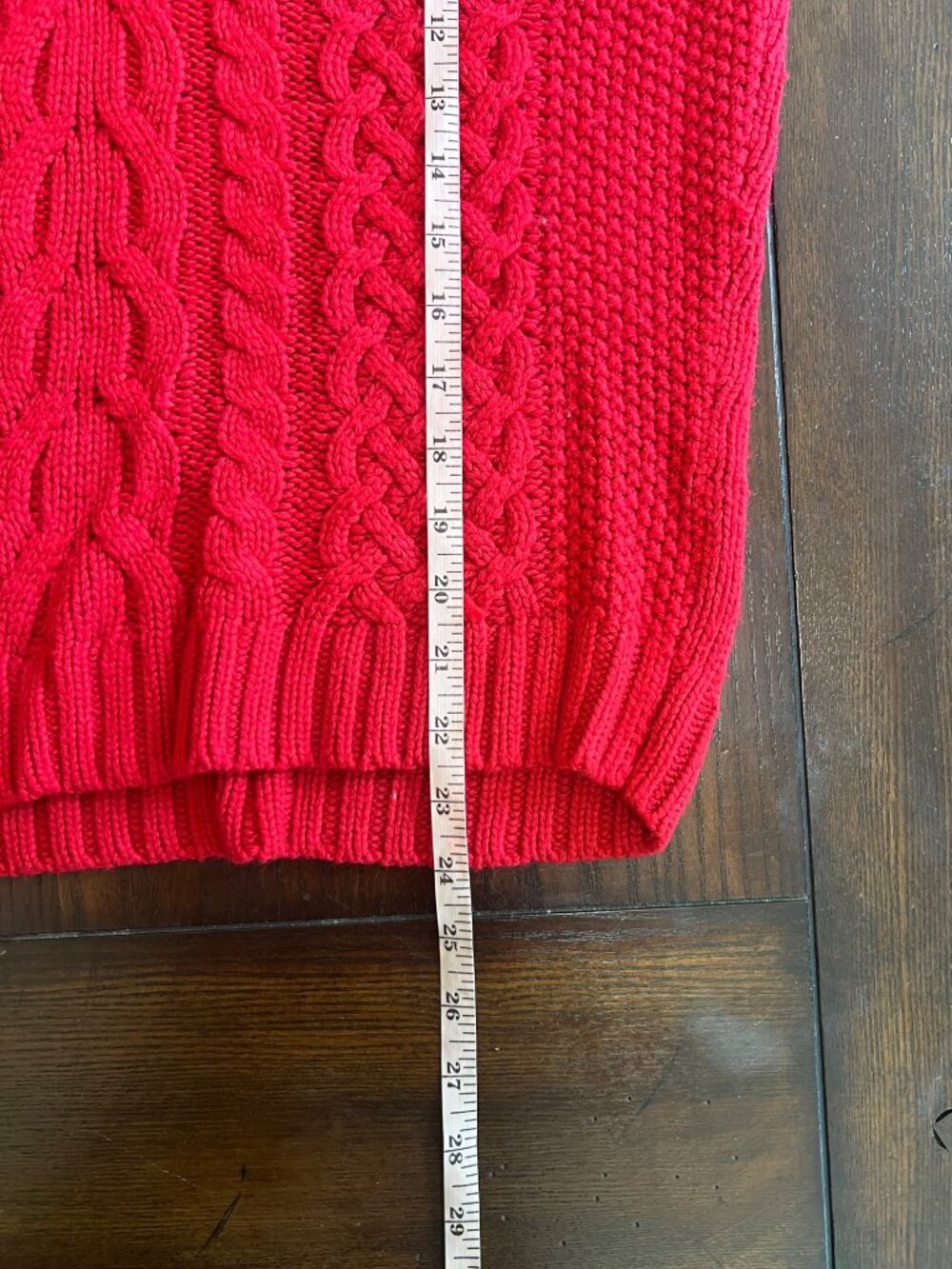 Vintage St.John's Bay Petite Red Cable Knit V-neck Long Sleeve Sweater Large - Picture 7 of 7